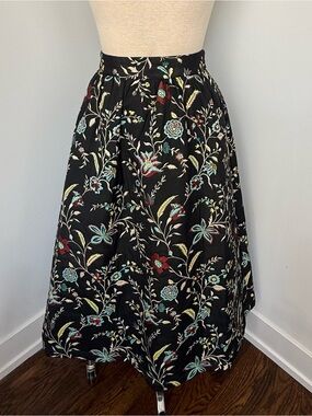 Black Brocade w/ Colorful Print Midi
